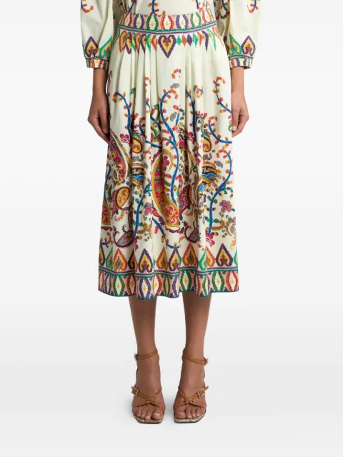 ETRO floral paisley-print pleated midi skirt Neutrals WRFA011299SP5I0