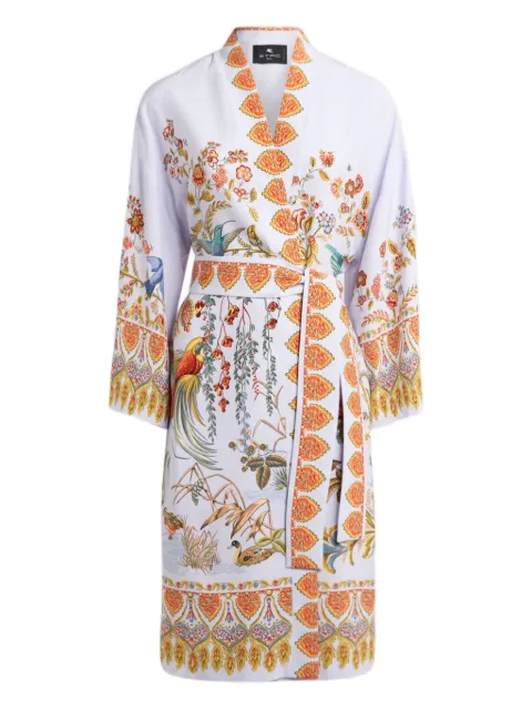 ETRO flora fauna-print silk robe White WRBE0003AKH45