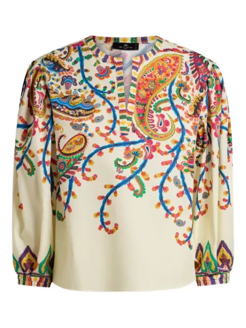 ETRO floral paisley-print cotton top Neutrals WRJA008899SP5I1