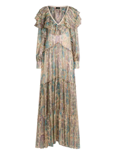 ETRO long silk dress with floral Paisley motif Neutrals WRHA056699SA1N4