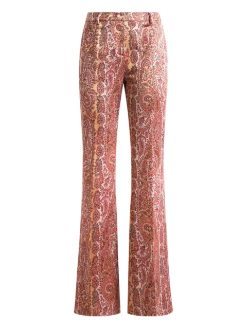 ETRO flared jacquard paisley-foliage trousers Red WREA003399JJE24