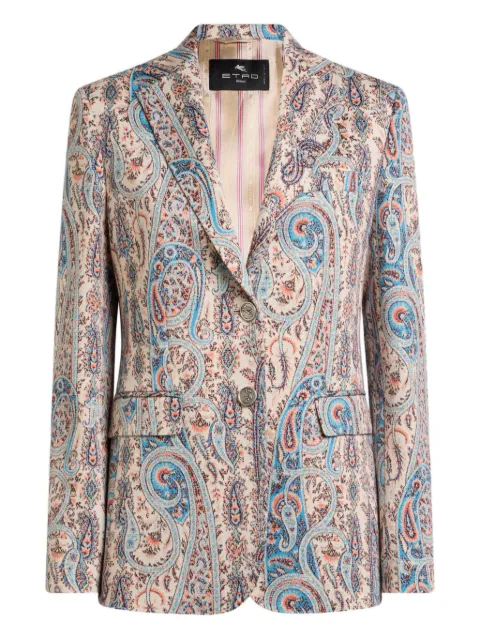 ETRO single-breasted cotton-blend jacquard jacket with Paisley foliage motif Neutrals WRCA003499JJE22
