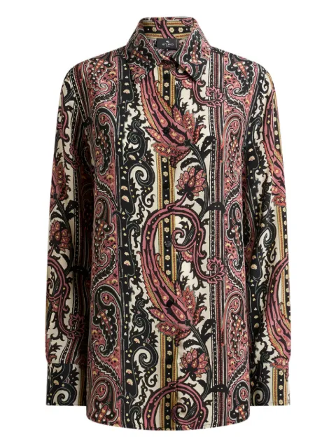 ETRO leafy paisley-motif silk shirt Red WRIA0013AKF10