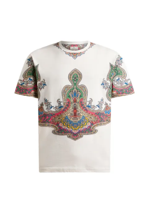 ETRO cotton T-shirt with placed pocket-square Paisley print Neutrals MRMA0002AKI11