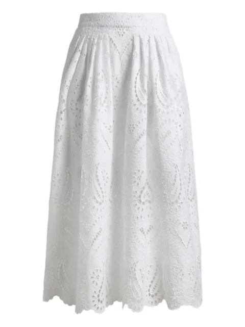 ETRO broderie-anglaise midi skirt White WRFA011299TLE17