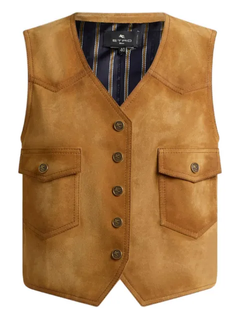 ETRO pocket suede waistcoat Brown WROB0010AP409