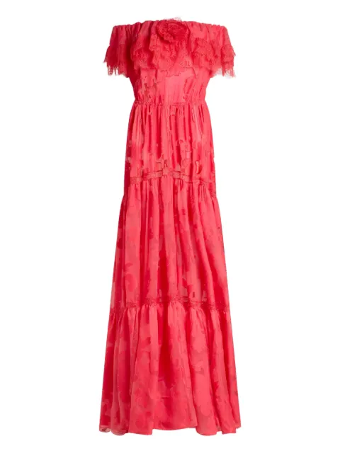 ETRO long dress in silk-blend jacquard with floral Paisley motif Red WRHA057099TJA99