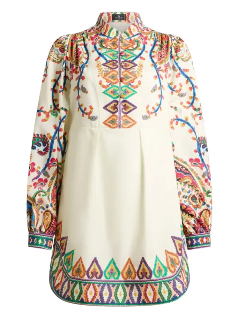 ETRO paisley-print pleated mini dress White WRHA055399SP5I4