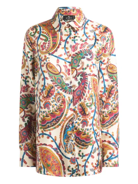 ETRO silk twill shirt with floral Paisley motif White WRIA0013AKG02