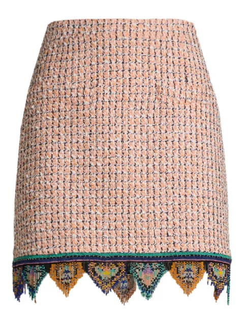 ETRO fringed tweed mini skirt Neutrals WRFA018899TJEI8