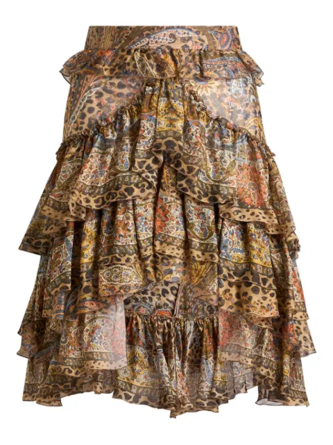 ETRO ruffled paisley-print skirt Neutrals WRFA018599SP1K9