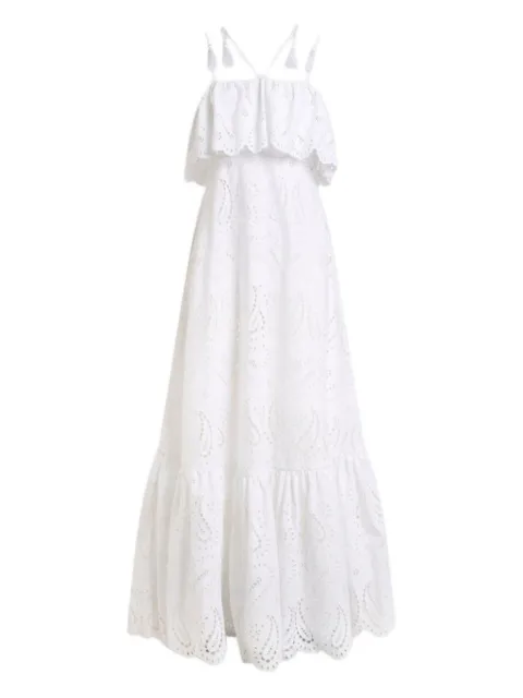 ETRO broderie anglaise lace long dress with paisleys and hearts White WRHA057799TLE17