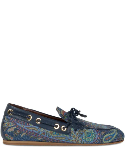 ETRO denim boat loafers with leafy paisley motif Blue WS4S0001AKH63