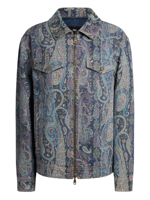 ETRO floral Paisley denim jacket Blue WRNA0022AKH05