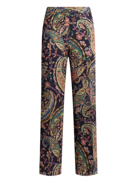 ETRO stretch cady bootscut trousers with floral Paisley motif Blue WREA006999SASU8