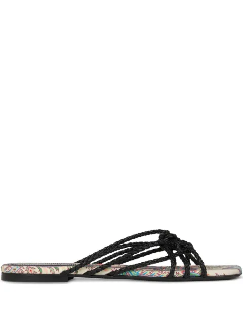 ETRO woven leather paisley flat sandals Black WS4F0038AP446