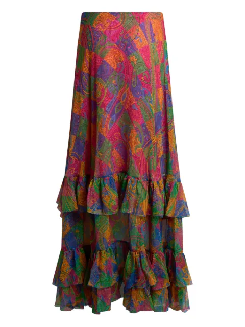 ETRO crepe paisley silk midi skirt Pink WRFA018099SA1O4