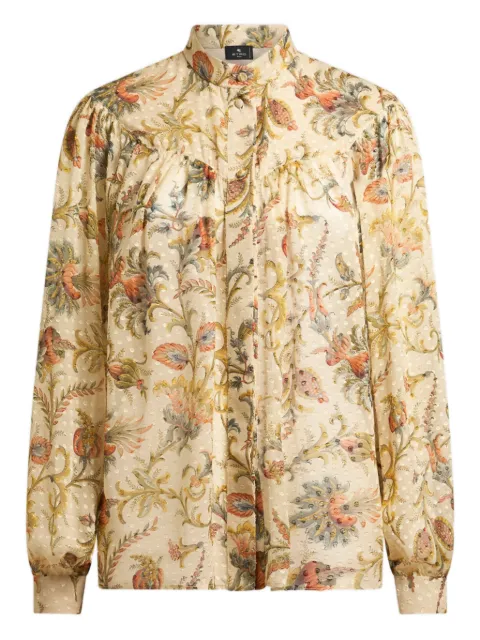 ETRO silk dotted swiss shirt with floral motif Neutrals WRIA009599SADI2