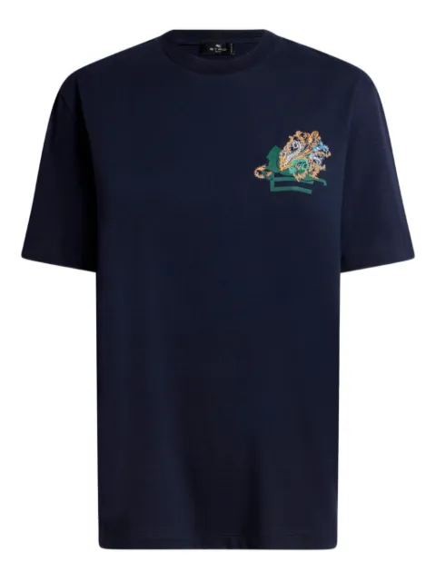 ETRO logo-embroidery T-shirt Blue WRMA0005AR477