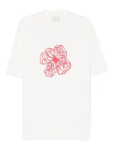Drôle De Monsieur slogan hibiscus T-shirt White JTS292CO002