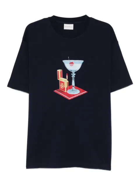 Drôle De Monsieur cocktail graphic-print T-shirt Blue JTS291CO002NY00NY