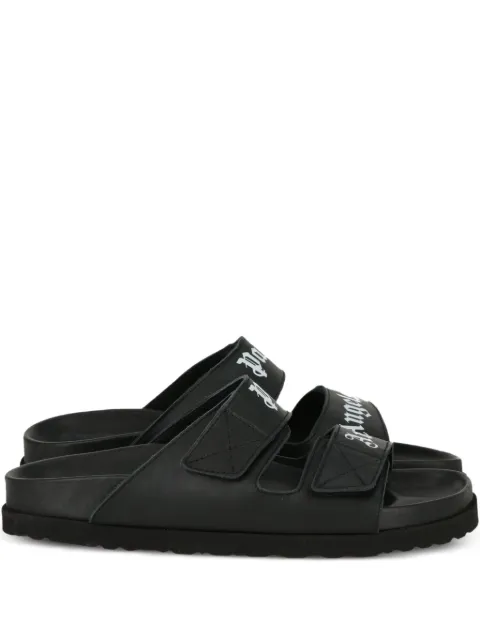 Palm Angels logo-strap sandals Black PWIA023C99LEA0011001