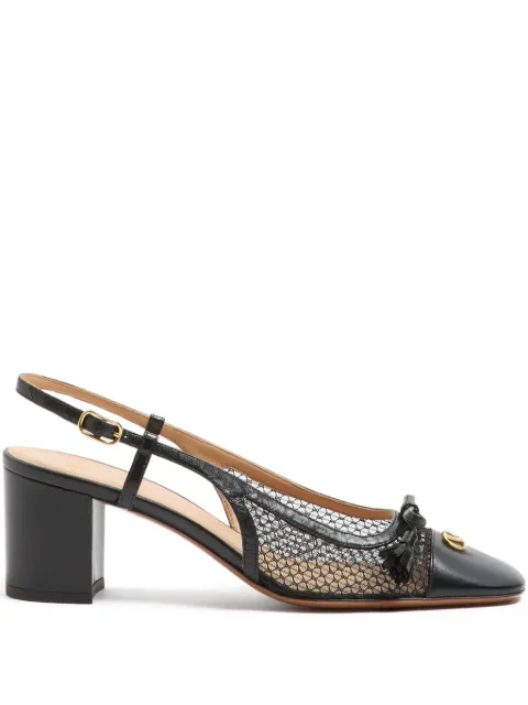 Valentino Garavani Valet Du Roi slingback pumps in mesh and kidskin 60mm Black WS0MH9PDY