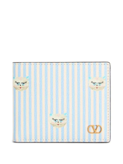 Valentino Garavani Vlogo Signature Le Chat De La Maison printed leather wallet Blue YP0AP3AXU