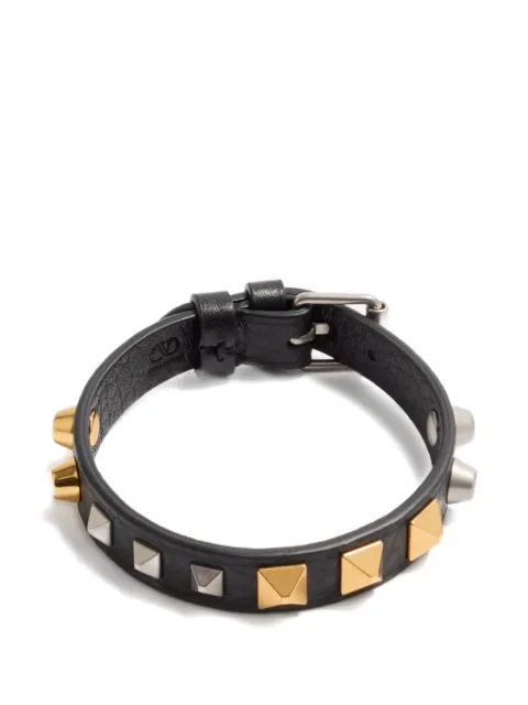 Valentino Garavani Rockstud Bracelet In grainy calfskin with a mix of studs Black YJ0BH4IEV