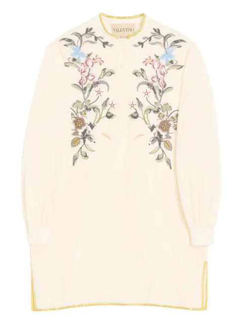 Valentino Garavani floral-embroidered linen mini dress Neutrals BVAJS59M4