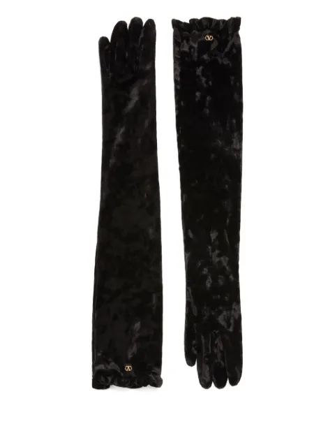 Valentino Garavani VLogo signature long chenille gloves Black WGD00GLKB