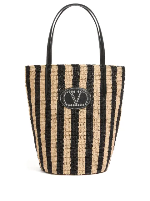 Valentino Garavani striped raffia shopping bag Neutrals WB0R37UHK