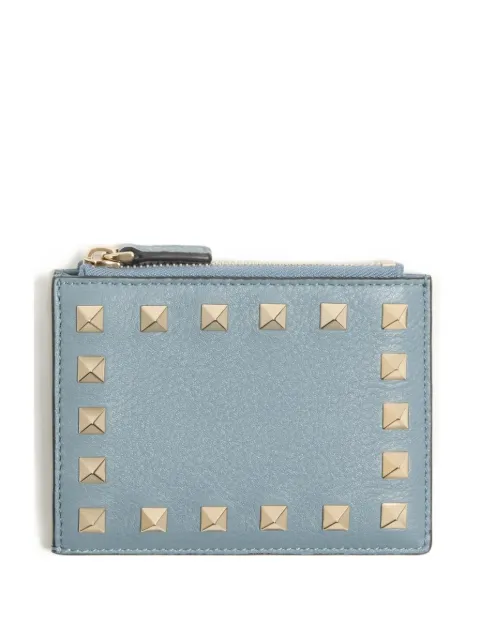 Valentino Garavani rockstud grained-leather card holder Blue WP0AI8VSH