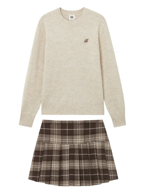 b+ab embroidered plaid skirt Neutrals 5F326AS