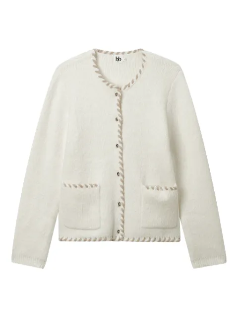 b+ab round-neck cardigan White 5W356AS