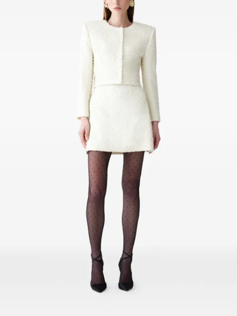 Carolina Herrera pearl-embroidered short skirt Neutrals C2611E302BWT