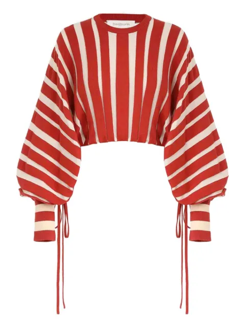 ZIMMERMANN striped bow Rebellion sweater Red 6611TC261