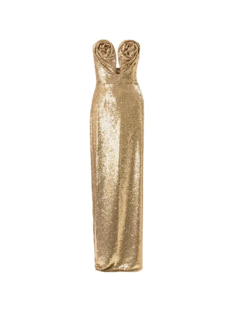 Carolina Herrera u-neck sequined maxi dress Gold C2611N709SEQ