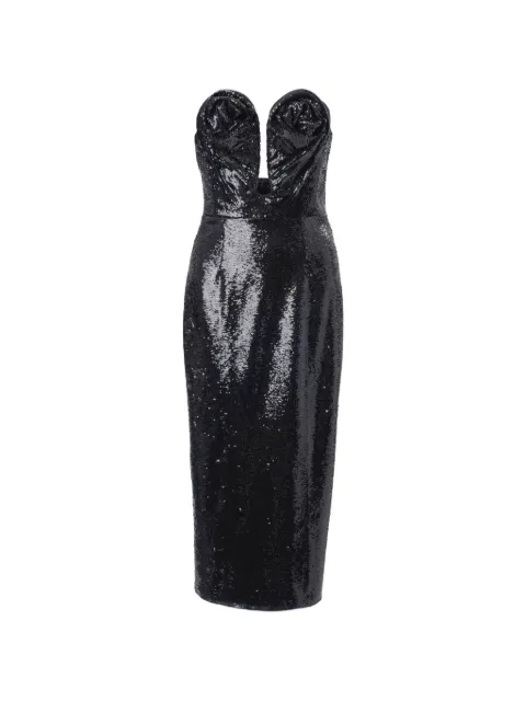 Carolina Herrera U-neck sequined midi dress Black C2611N524SEQ