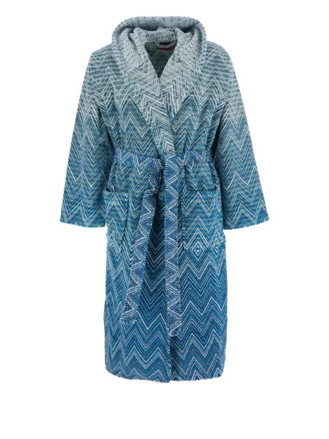 Missoni Home hooded zigzag-motif dressing gown Blue 1E3AC99117