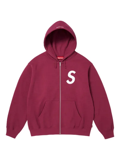 Supreme logo-print zip-up hoodie Red SU26307