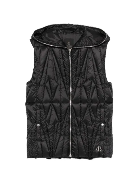 Moncler x Rick Owens hooded diamond quilted vest Black MU01F1A04M8113