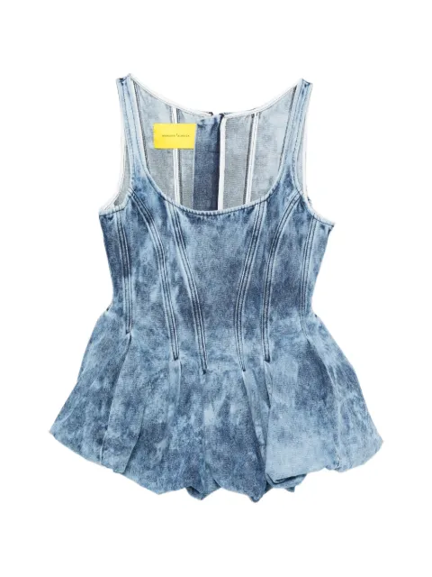 Marques'Almeida pleated acid wash top Blue SS26TP0721DNMBL
