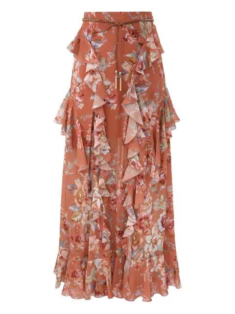 ZIMMERMANN ruffled awakened maxi skirt Brown 5685SRS261