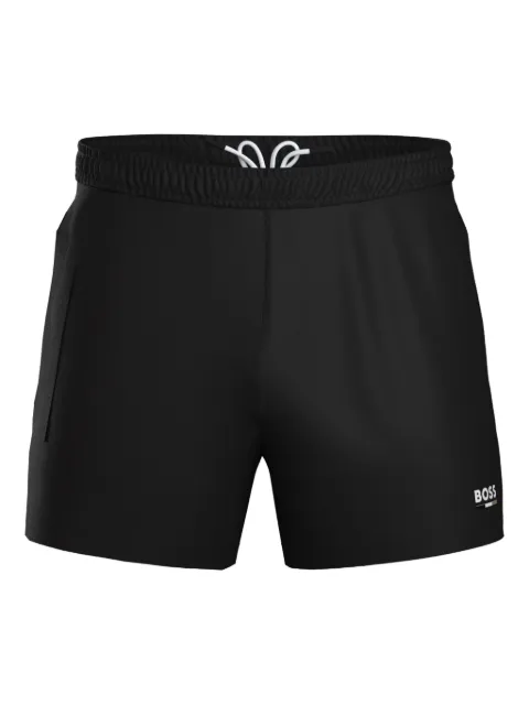 BOSS logo-detail drawstring swim shorts Black 50554613