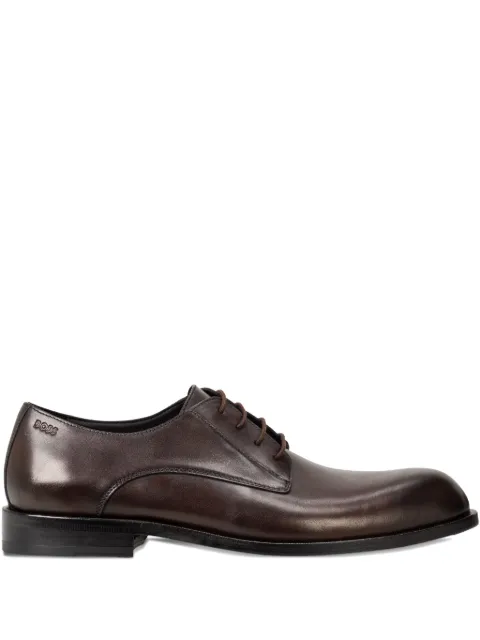BOSS derby shoes in leather with embossed logo Brown 50557628