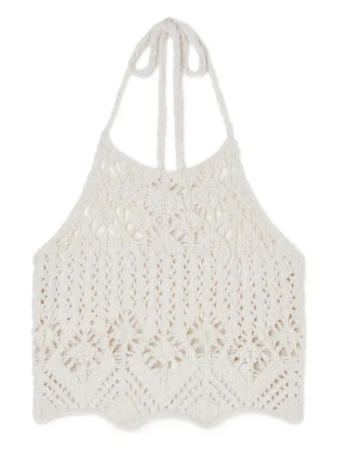 Alanui Lagoon Romance crochet top White LWHT010R26KNI001OFOF