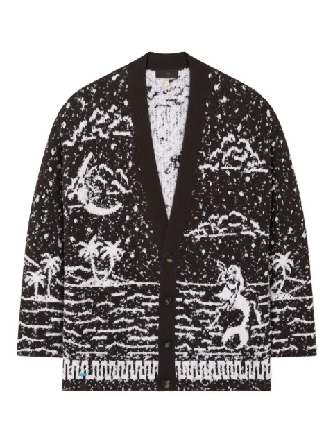 Alanui Ocean Whispers palm-tree graphic cardigan Black LMHB027R26KNI0026EOF