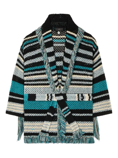 Alanui Ocean Stripes fringed cardigan Blue LWHB064R26KNI0121084