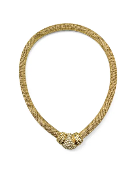 Christian Dior Pre-Owned 1980s mesh rhinestone necklace Gold CDMESHCOLLAR